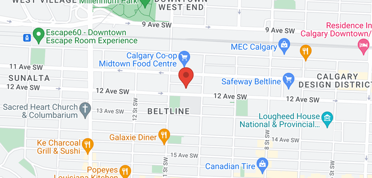 map of 1508 1118 12 Avenue SW